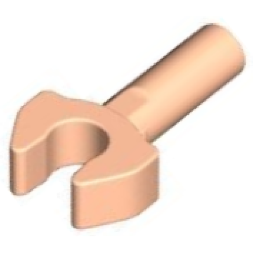 Деталь LEGO 48729b Bar 1L with Clip Mechanical Claw - Cut Edges and Hole on Side - Light Nougat