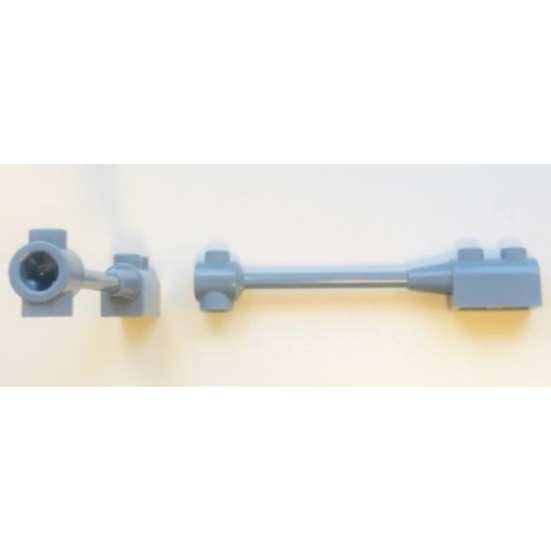 Деталь LEGO 30359b Bar 1 x 8 with Brick 1 x 2 Curved Top End (Axle Holder Inside Small End) - Sand Blue