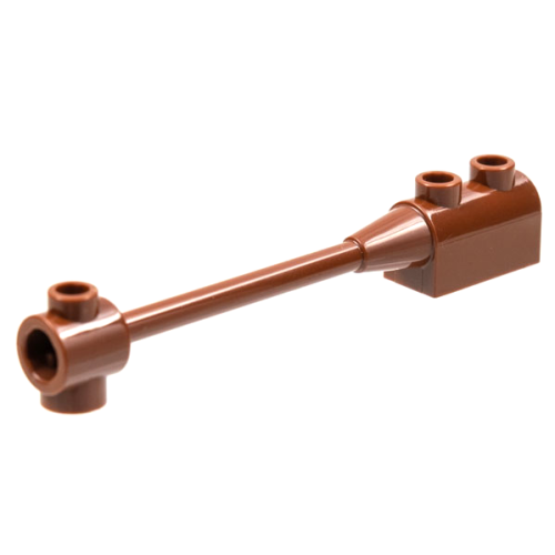 Деталь LEGO 30359b Bar 1 x 8 with Brick 1 x 2 Curved Top End (Axle Holder Inside Small End) - Reddish Brown
