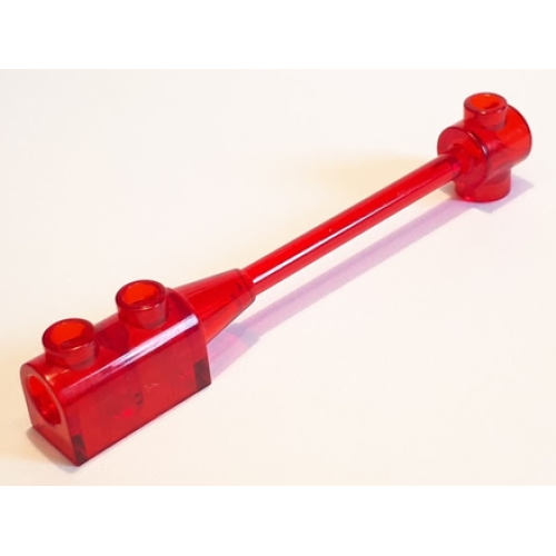 Деталь LEGO 30359a Bar 1 x 8 with Brick 1 x 2 Curved Top End (Original, No Axle Holder) - Trans-Red