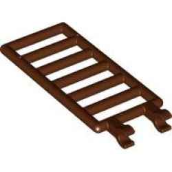 Bar 7 x 3 with 2 Open O Clips (Ladder) - Reddish Brown