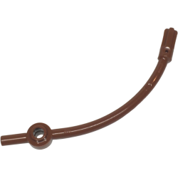 Bar Curved with Axle 1L and 1 x 1 Round Plate End - Reddish Brown