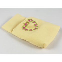 Belville Cloth Pouch, Child with Heart Wreath, Roses and Crown Pattern - Light Yellow Belville Cloth Pouch, Child with Heart Wreath, Roses and Crown Pattern - Light Yellow