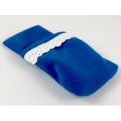 Belville Cloth Pouch, Child with White Lace Trim - Blue Belville Cloth Pouch, Child with White Lace Trim - Blue