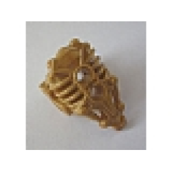Bionicle Armor Uniter with 2 Pin Holes on Front, Axle and Pin Holes on Sides - Pearl Gold