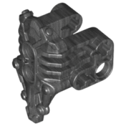 Bionicle Armor Uniter with 2 Pin Holes on Front, Axle and Pin Holes on Sides - Pearl Dark Gray