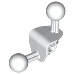 Bionicle Ball Joint 4 x 4 x 2 90 degrees with 2 Ball Joint and Axle Hole - White Bionicle Ball Joint 4 x 4 x 2 90 degrees with 2 Ball Joint and Axle Hole - White