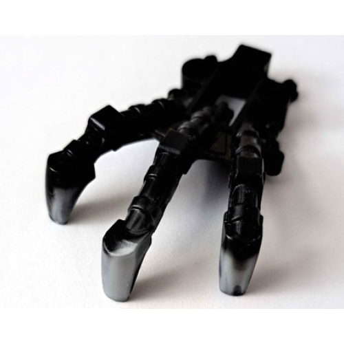 Деталь LEGO 53562pb03 Bionicle Foot Piraka Clawed with Marbled Pearl Light Gray Pattern - Black