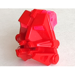 Bionicle Head Connector Block 3 x 4 x 1 2/3 with Trans-Dark Pink Eye / Brain Stalk (32553 / 32554) - Red