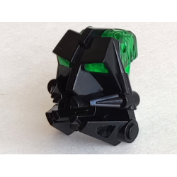 Bionicle Head Connector Block 3 x 4 x 1 2/3 with Trans-Green Eye / Brain Stalk (32553 / 32554) - Black