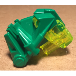 Bionicle Head Connector Block 3 x 4 x 1 2/3 with Trans-Neon Green Eye / Brain Stalk (32553 / 32554) - Green
