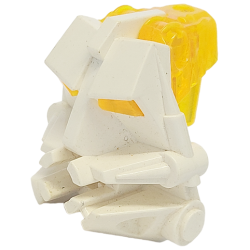 Bionicle Head Connector Block 3 x 4 x 1 2/3 with Trans-Neon Yellow Eye / Brain Stalk (32553 / 32554) - White