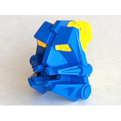 Bionicle Head Connector Block 3 x 4 x 1 2/3 with Trans-Neon Yellow Eye / Brain Stalk (32553 / 32554) - Blue