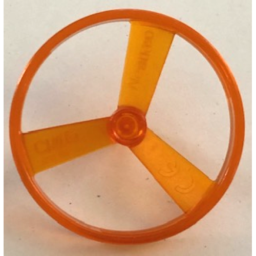 Деталь LEGO 56488 Bionicle Propeller 3 Blade with Flywheel Pin, Nestlé Toa Inika Spinner (Disk / Rotor) - Trans-Orange