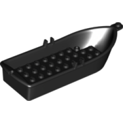 Boat, 14 x 5 x 2 with Oarlocks and 2 Hollow Inside Studs - Black Boat, 14 x 5 x 2 with Oarlocks and 2 Hollow Inside Studs - Black