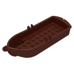 Boat, 14 x 5 x 2 with Oarlocks and 2 Hollow Inside Studs - Brown Boat, 14 x 5 x 2 with Oarlocks and 2 Hollow Inside Studs - Brown