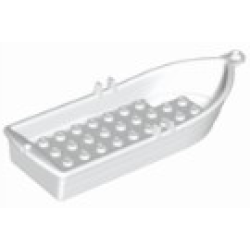 Boat, 14 x 5 x 2 with Oarlocks without Hollow Inside Studs - White Boat, 14 x 5 x 2 with Oarlocks without Hollow Inside Studs - White