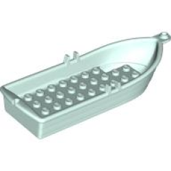 Boat, 14 x 5 x 2 with Oarlocks without Hollow Inside Studs - Light Aqua Boat, 14 x 5 x 2 with Oarlocks without Hollow Inside Studs - Light Aqua