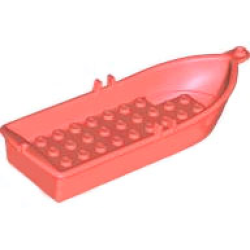 Boat, 14 x 5 x 2 with Oarlocks without Hollow Inside Studs - Coral Boat, 14 x 5 x 2 with Oarlocks without Hollow Inside Studs - Coral