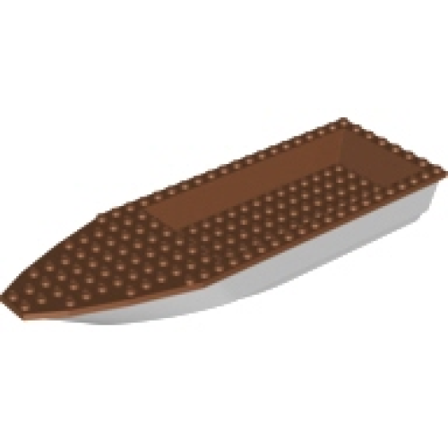 Деталь LEGO 92710c03 Boat, Hull Unitary 28 x 8 with Reddish Brown Top (92710 / 92711) - Light Bluish Gray