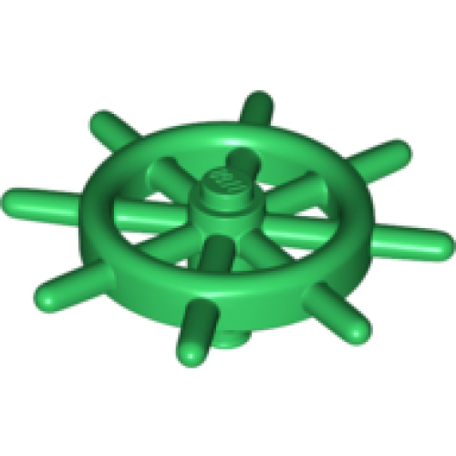 Деталь LEGO 4790b Boat, Ship's Wheel with Slotted Pin - Green