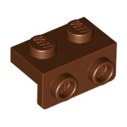 Bracket 1 x 2 - 1 x 2 - Reddish Brown