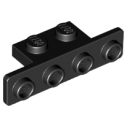 Bracket 1 x 2 - 1 x 4 with Rounded Corners - Black