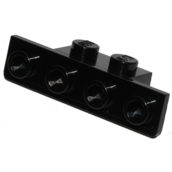 Bracket 1 x 2 - 1 x 4 with Rounded Corners at the Bottom - Black