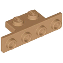 Bracket 1 x 2 - 1 x 4 with Rounded Corners at the Bottom - Medium Nougat