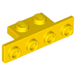Bracket 1 x 2 - 1 x 4 with Rounded Corners at the Bottom - Yellow