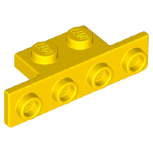 Деталь LEGO 28802 Bracket 1 x 2 - 1 x 4 with Rounded Corners at the Bottom - Yellow