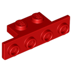 Bracket 1 x 2 - 1 x 4 with Rounded Corners at the Bottom - Red