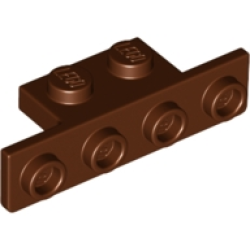 Bracket 1 x 2 - 1 x 4 with Rounded Corners at the Bottom - Reddish Brown