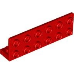 Bracket 1 x 6 - 2 x 6 Inverted with 1 x 4 Cutout - Red