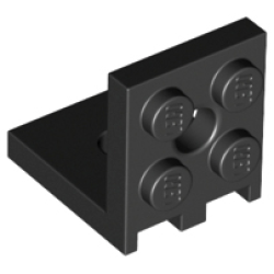 Bracket 2 x 2 - 2 x 2 with 2 Holes - Black
