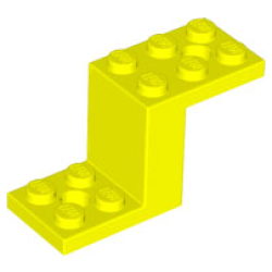 Bracket 5 x 2 x 2 1/3 with 2 Holes and Bottom Stud Holder - Neon Yellow