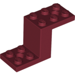 Bracket 5 x 2 x 2 1/3 with 2 Holes and Bottom Stud Holder - Dark Red