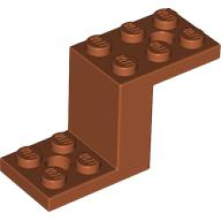 Bracket 5 x 2 x 2 1/3 with 2 Holes and Bottom Stud Holder - Dark Orange