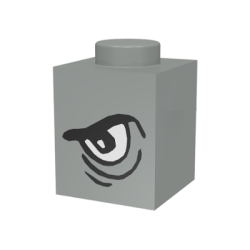 Brick 1 x 1 with Angry Black Eyebrow and White Eye Left Pattern - Light Gray Brick 1 x 1 with Angry Black Eyebrow and White Eye Left Pattern - Light Gray
