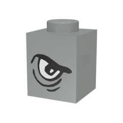Brick 1 x 1 with Angry Black Eyebrow and White Eye Right Pattern - Light Gray Brick 1 x 1 with Angry Black Eyebrow and White Eye Right Pattern - Light Gray