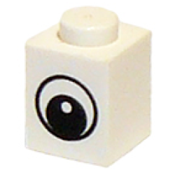 Brick 1 x 1 with Black and White Eye with Pupil Pattern - White Brick 1 x 1 with Black and White Eye with Pupil Pattern - White