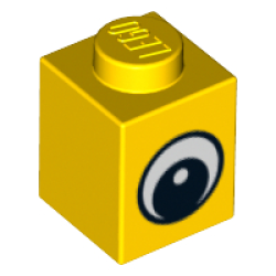 Brick 1 x 1 with Black and White Eye with Pupil Pattern - Yellow Brick 1 x 1 with Black and White Eye with Pupil Pattern - Yellow