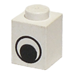 Brick 1 x 1 with Black and White Eye without Pupil Pattern - White Brick 1 x 1 with Black and White Eye without Pupil Pattern - White