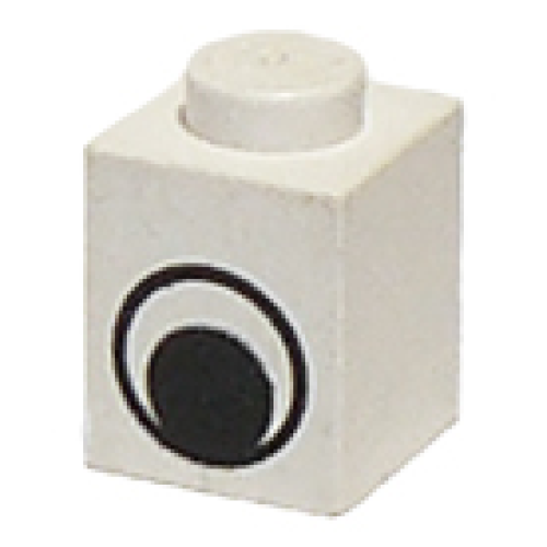 Деталь LEGO 3005pe1 Brick 1 x 1 with Black and White Eye without Pupil Pattern - White