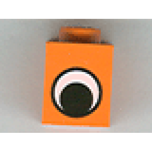 Деталь LEGO 3005pe1 Brick 1 x 1 with Black and White Eye without Pupil Pattern - Orange