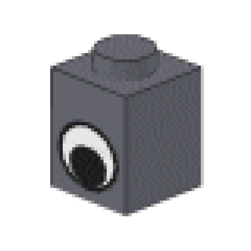Деталь LEGO 3005pe1 Brick 1 x 1 with Black and White Eye without Pupil Pattern - Dark Bluish Gray