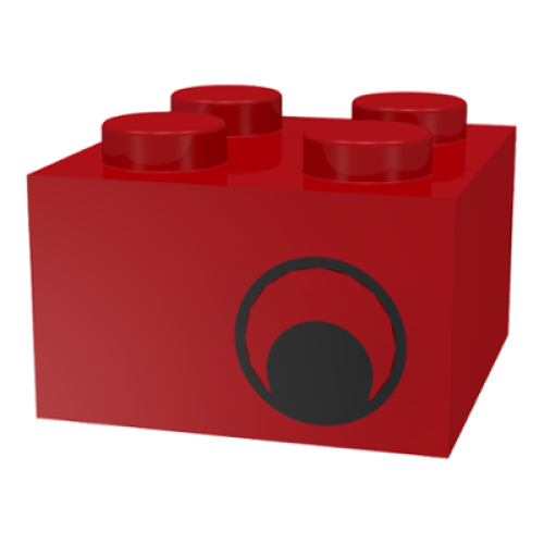 Деталь LEGO 3003pe1 Brick 2 x 2 with Black Eye Offset Pattern on Opposite Sides - Red