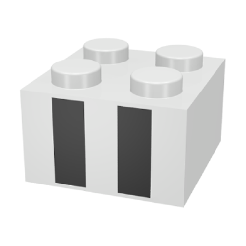 Деталь LEGO 3003pb034 Brick 2 x 2 with Two Black Rectangles Pattern - White