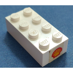 Brick 2 x 4 with Shell Logo I Pattern on Both Ends (Stickers) - Sets 642-1 / 673-1 - White