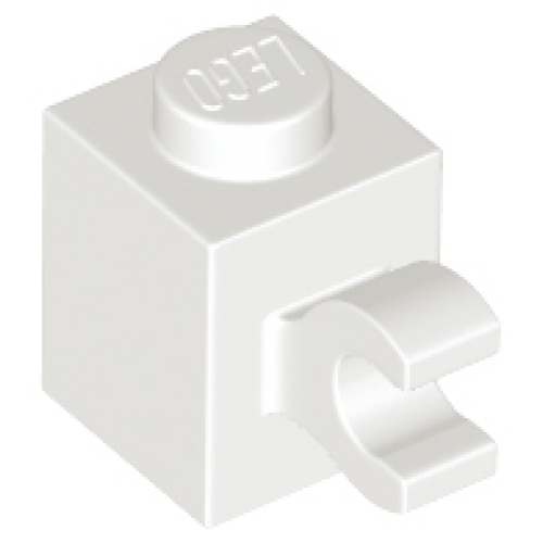 Деталь LEGO 60476 Brick, Modified 1 x 1 with Clip (Horizontal Grip) - White